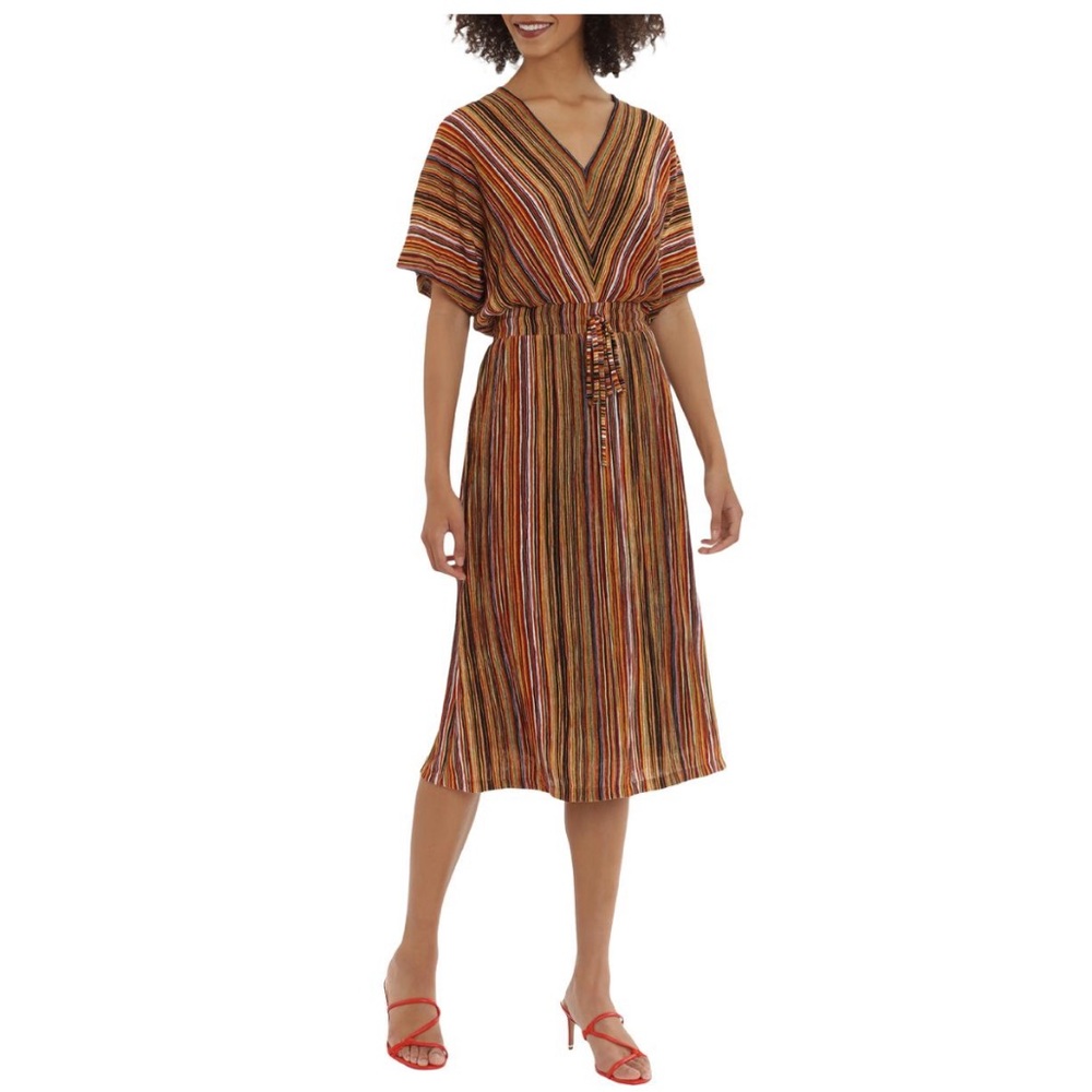 Maggy London Womens Striped V Neck Shift Dress